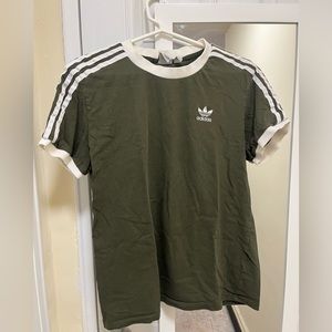 adidas Olive Green & White Short Sleeve Tee